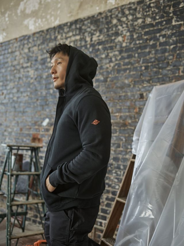 sk Caterpillar muži nehorľavá mikina na zips strednej hmotnosti čierna VLB4FN238 | topy a vrchné oblečenie