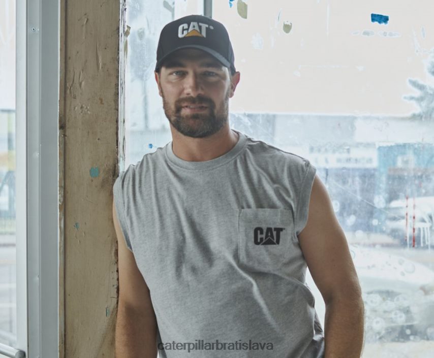 sk Caterpillar muži značkové vreckové tričko bez rukávov vres sivý VLB4FN231 | topy a vrchné oblečenie